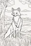 Placeholder: kids coloring page, fox in a field, cartoon style, thick lines, low detail, no shading