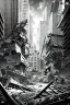 Placeholder: hiroshima nuclear bomb, city destruction. manga page, greyscale