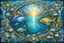 Placeholder: In the style of Josephine Wall, Wide view, Pisces, 2 fish swimming in opposite directions, the sign of the zodiac, detailed, elegant, complex, award winning masterpiece,