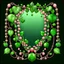 Placeholder: Create an Artwork of a Mirror with ivy branches and pearls necklace, Like a creative Logo for a Varasity Jacket, illustration. Colors should be pink and green