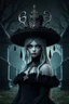 Placeholder: Create me headshot from Arcane as a gothic girl she has a hat majestic, highly intricate gigantic, standing in front of cemetery crypts behind her Realistic photography, incredibly detailed, ultra high resolution, 8k, complex 3d render, cinema 4d.