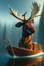 Placeholder: boat that looks like moose, 4k, trending art, weird perspective, mirrors, water, realism