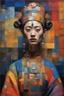 Placeholder: gorgeous portrait of a beautiful ancient princess. “Shaolin Textile Patchwork Fashion Model" By Enki Bilal & Paul Klee & Jennifer Lommers & Hans Hartung & Meghan Duncanson & Mark Rothko & Dee Nickerson & Victor Brauner & Didier Lourenço & ∞ Modifiers: Colorful Oil On Rainy Night Canvas Unstructured Maximalism Novelty architecture internally decorative Crepuscular Luminosity Hyper-Structured Minimalism show objects in great details and accuracy Legit emotional reactions perfect body coordination