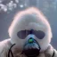 Placeholder: subject = (Yeti in a mask) background = (wildfires, mountains, fires, smoke, disaster)