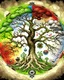 Placeholder: The tree of life is made of the four seasons of spring, summer, autumn, winter, along with light, water, fire, wind, earth, and love, along with the symbol of Yang-ying
