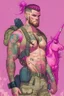 Placeholder: Max Pettis, a tall muscular guy with a short trimmed beard, wild brown hair, lots of tattoos and piercings. He was a USMC grunt before the apocalypse. Now he is known by his distinct pink fanny pack with a unicorn on it.