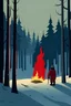 Placeholder: Заставка смерти от холода для игры про выживание в зимнем лесу где будет потухший костер для игры в стиле 2д
