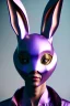 Placeholder: Portrait Sweet Rabbit ceramic mask, purple, suit, photo studio, black background, unreal engine 5, concept art, ray tracing, lumen lighting, ultra detail, volumetric lighting, 3d.