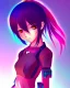 Placeholder: Anime girl, anime style, concept art, artstation, muted colors, cool colors , cyberpunk, colorful bismuth crystal colors, hyper details, exquisite and gorgeous