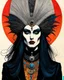 Placeholder: Jean- Giraud Moebius, Max Ernst, and Ravi Zupa, surrealistic Vogue style, ink oil fashion illustration, (full body, close up, shot:1.6), haute couture, goth vampire girl with highly defined hair and facial features, black mascara, broad brushstrokes, energetic, highly detailed, boldly inked, vivid natural color, ethereal, otherworldly