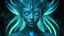 Placeholder: The photo features a bioluminescent and bioluminescent art style depicting a divine female alien god. Bioluminescent moist translucent glowing skin, ethereal glowing eyes, extra long neck, medium front third eye, large head fins and ear fins show off a charming, perfect face in ultra-realistic detail. The composition imitates a cinematic film with dazzling, gold and silver lighting effects. Intricate details, sharp focus, crystal clear skin create high detail.