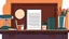 Placeholder: a 2D animations style illustration, an untidy desk
