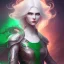 Placeholder: fantasy setting, woman, orange and white hair, green eyes, wavy hair