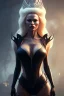 Placeholder: Pamela Anderson as evil queen in black leather, leather, busty, cleavage, angry, stern look. character design by cory loftis, fenghua zhong, ryohei hase, ismail inceoglu and ruan jia. unreal engine 5, artistic lighting, highly detailed, photorealistic, fantasy