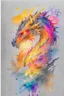 Placeholder: watercolor on transparent background paper, chromatic, zoom, very sharp, splash of colors on a white background, Mixed colors, Sharp detailed dragon with full body, half robot, details on eye, a detailed golden black sunset fire style, Beach with light water, graffiti elements, powerful zen composition, dripping technique, & the artist has used bright, clean elegant, with blunt brown, 4k, detailed –n 9, ink flourishes, liquid fire, clean white background, zoom in,