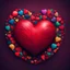 Placeholder: Create big red heart and dark multicoloured background