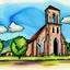 Placeholder: 8 k, water color, cartoon, high definition, old church in ruins,