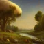 Placeholder: landscape country river france fields and a nuclear explosion in the background