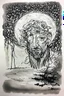 Placeholder: "creatio ex nihilo" is an ink wash painting in the style of Vincent Van Gogh