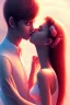 Placeholder: girl and boy, cute, beautiful, close up, kissing