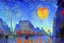 Placeholder: Epic futuristic street, exoplanet in the sky, claude monet impressionism painting