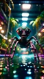 Placeholder: pimp rocker alien spider gremlin diving in water slide in the middle of crazy dance moves dancing on buss parked in dark lit reflective wet jungle hall tunnel,bokeh like f/0.8, tilt-shift lens 8k, high detail, smooth render, down-light, unreal engine, prize winning