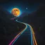 Placeholder: A black lightpainting ofA luminescent Road to the Moon!!!! With a Lonely Man, an intricate folk art Neon glow, UV light. fantasy,colorful8k resolution concept art, Greg Rutkowski,SIXMOREVODKA, pastel color, Nighttime Lighting, digital illustration, 4K, Hyperdetailed, Intricate Details, 3D shading, Art of Illusion