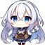 Placeholder: Clear focus, High resolution, long white hair, hair between eyes, straight long locks, sparkling blue eyes, wearing a sailor uniform, wearing a sailor skirt, wearing a brown vest, cute, 1girl, fluffy hair, cute, chibi, cartoon, rough line art, white background, Anime Diffsion