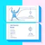 Placeholder: Business card design for a physio featuring a small, friendly line-art illustration of a person stretching. Style: Minimalist vector illustration, "Corporate Memphis" art style but refined. Colors: Pastel pink, lavender, and royal blue accents. Background: Off-white. The design is playful and inviting but distinctively medical and professional. High detail, 4k, photorealistic mockup on a stone surface.