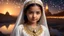 Placeholder: little very young Zoroastrian girl, beautiful, peaceful, gentle, confident, calm, wise, happy, facing camera, head and shoulders, traditional Zoroastrian costume, perfect eyes, exquisite composition, night scene, fireflies, stars, Zoroastrian landscape, beautiful intricate insanely detailed octane render, 8k artistic photography, photorealistic concept art, soft natural volumetric cinematic perfect light, chiaroscuro, award-winning photograph, masterpiece, Raphael, Bouguereau, Alma-Tadema