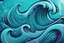 Placeholder: a background of surf waves with black linework, blue teal tones, surf culture, kawaii cute. + vector linework. swirling in bottom right. add pink and magenta graffiti lines over edges