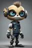 Placeholder: i'd like a cartoon cyberpunk ragdoll in the style of ratchet and clank, not a human but anthropomorphic. Make him homely, but not repulsive. I'd like a cloth body interwoven with technology. Don't make him cute. And gritty as if he lives in a dystopia.