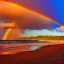 Placeholder: sunset and rainbow at beach