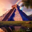 Placeholder: Chichen Itza, sunset, rainbow sunset, waterfall palms twigs spring sunset rainbow bridge birds unreal engine 5, realistic, hyper detailed, 8k