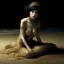 Placeholder: (Masterpiece1:5) By(Jan Saudek:Natalie Shau:1.5) (highest quality) (ultradetailed:1.5),bright Foreground with (gold sparkles floating Intricately through the painting:1.5),attractive and content black haired woman 😇, the beach with snoot lighting is the defining light source,gold dress melting into the sand 😅),dreamlike, (surreal:0.5) beach with soft sand, High contrasts, vibrant colors, flawless Composition,Soft Lighting Create Depth Of Field. accentuates the beauty of the