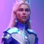 Placeholder: A portrait of a crystalised blue pink queen,smiling face, blue eyes, long blond hair, atmospheric, realistic, unreal engine, lighting, octane render.