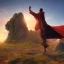 Placeholder: dungeons and dragons, monk, black, african, portrait, face, close up, cloak, clothes, cape, brown fabric, sunset, red sun, single person, red sky