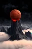 Placeholder: a mountain rises out of the mist into the night sky. at the peak, a dull clay ball is cracked in two by the sharp rocks, insides flowing down the mountainside. cinematic lighting, realism,HD, jordan grimmer, artstation, grim mood, from below camera angle. a masterpiece, 8k resolution, dark fantasy concept art, by Greg Rutkowski, dynamic lighting, hyperdetailed, intricately detailed, Splash screen art, trending on Artstation, deep color, Unreal Engine, volumetric lighting,