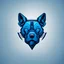 Placeholder: a a blue logo that looks like the cyborg dog