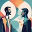 Placeholder: two men talking in Abstract style