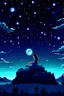 Placeholder: a girl sitting on top of a moon next to a tree, night time with starry sky, night under the starry sky, falling star on the background, dream scenery art, the moon and stars, girl in space, moon and stars, star(sky) starry_sky, moon and stars in night sky, anime beautiful peace scene, shooting star in background