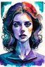 Placeholder: "conviction" is a watercolor inspired by cool tones of violet, teal blue, cobalt blue, eggplant purple, and red; lowbrow surrealism; Golden Hour; Exquisitely Detailed