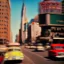 Placeholder: Picture 1950's street life, people, New York, very blurry, abstractism, colours, strong texture, 3d, chaotic