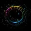 Placeholder: circle of waterdrops, dark romantic and colourful atmosphere,