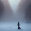 Placeholder: lost, feeling, person, two-legged, winter landscape, ice field, crystals, surreal, dreamlike, foggy