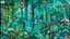 Placeholder: A cyan rainforest with poisonous plants designed in German folk art painted by Wassily Kandinsky
