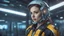 Placeholder: portrait realistic cyber Ukrainian girl half dressed appealing look gorgeous cyber advance technician costume, she is working in spacecraft hanger, relaxing after hard work, futuristic uplifting mood and motivation theme, science fiction, stunning intricate meticulously detailed dramatic digital illustration volumetric lighting, 250 megapixels 8K resolution, back-lit soft lights, photo-realistic arts, realistic photography, advance imagery techniques