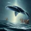 Placeholder: realistic, stunning, gorgeous humpback whale jumping out of turbulent ocean water, milkyway sky, reflective water, 8k resolution, high-quality, fine-detail, detailed matte, illustration, digital art, brian froud, howard lyon, anna dittman, greg rutowski, Life of Pi