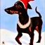 Placeholder: black and brown dachshund in a reindeer costume profile impressionism