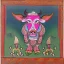 Placeholder: cow with wings holding a lotus and chakra in Indian painting style